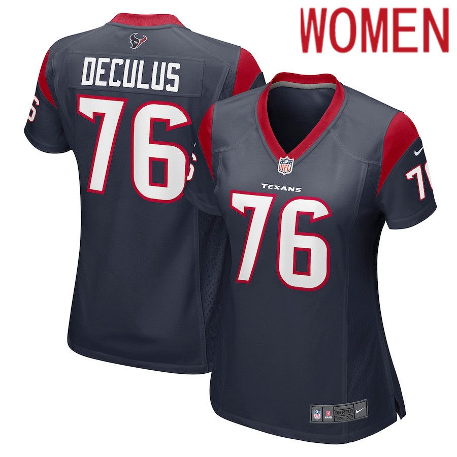 Women Houston Texans #76 Austin Deculus Nike Navy Game Player NFL Jersey->women nfl jersey->Women Jersey
